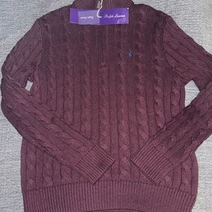 Ralph Lauren Purple Label Men's Burgundy Quarter Zip Sweater